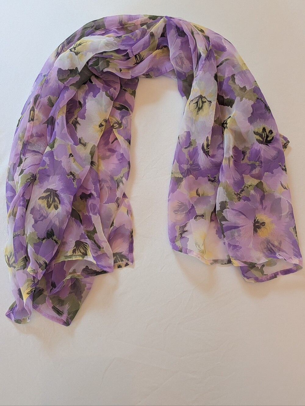 Lightweight Purple Floral Scarf - Women's Accessory